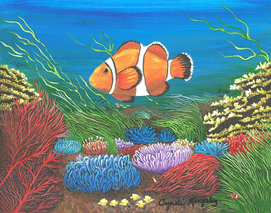 Clown Fish And Anemones by Cyndi Kingsley