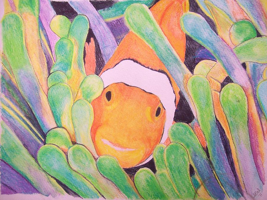 Clown Fish Original Watercolor By Pigatopia Painting by Shannon Ivins