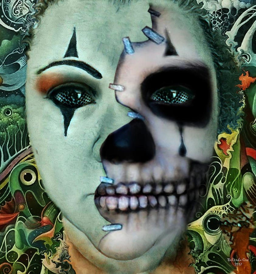 Clown Skull Abstract Digital Art by Artful Oasis