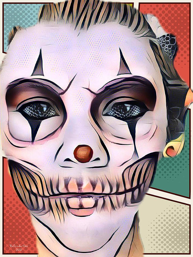 Clown Skull Comic Digital Art by Artful Oasis