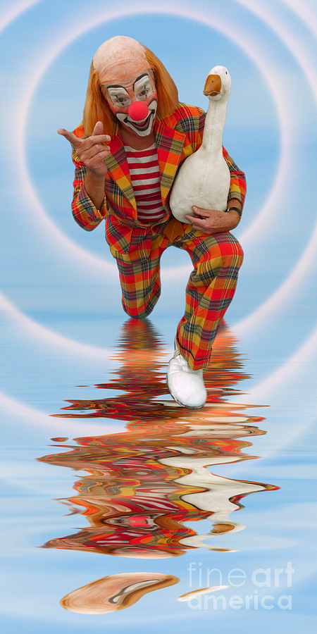 Clown with Goose A173322 2x1 Photograph by Rolf Bertram