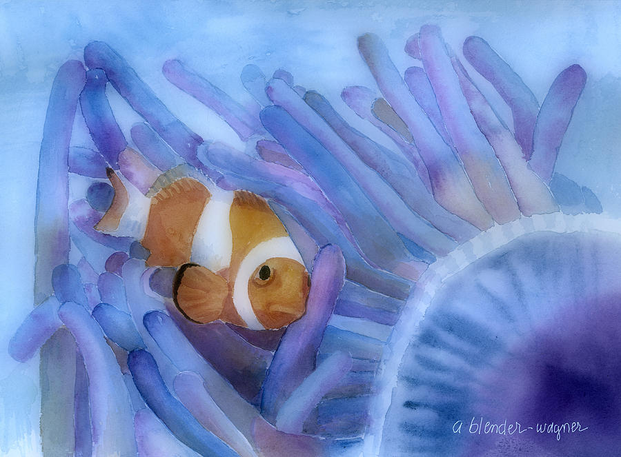Clownfish And The Sea Anemone Painting by Arline Wagner