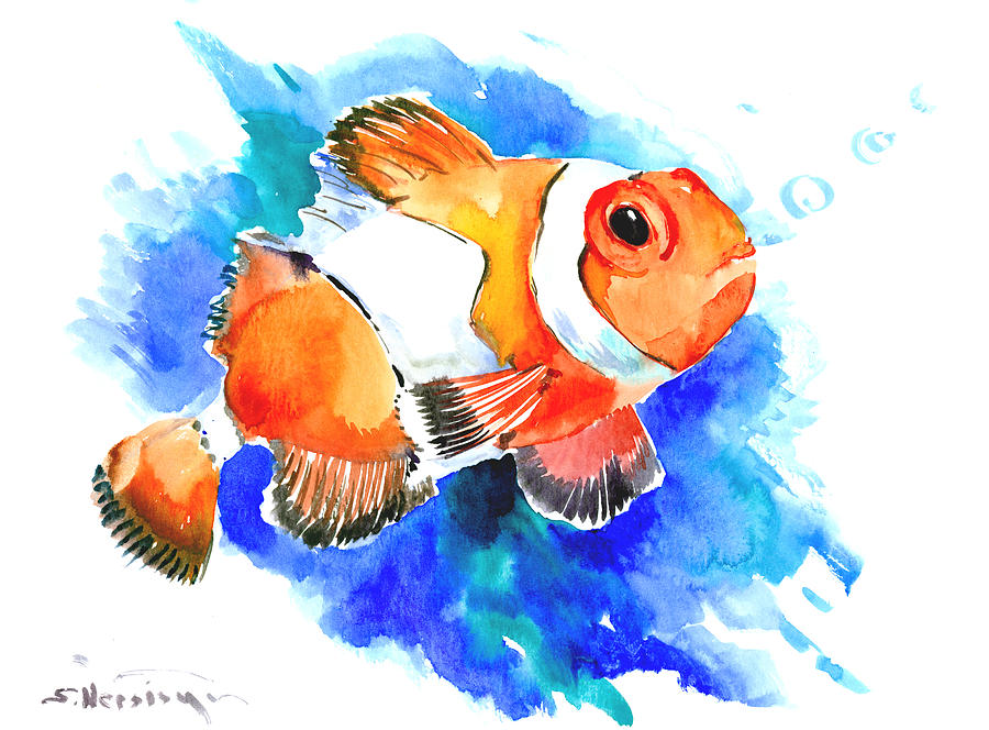 Clownfish Painting by Suren Nersisyan