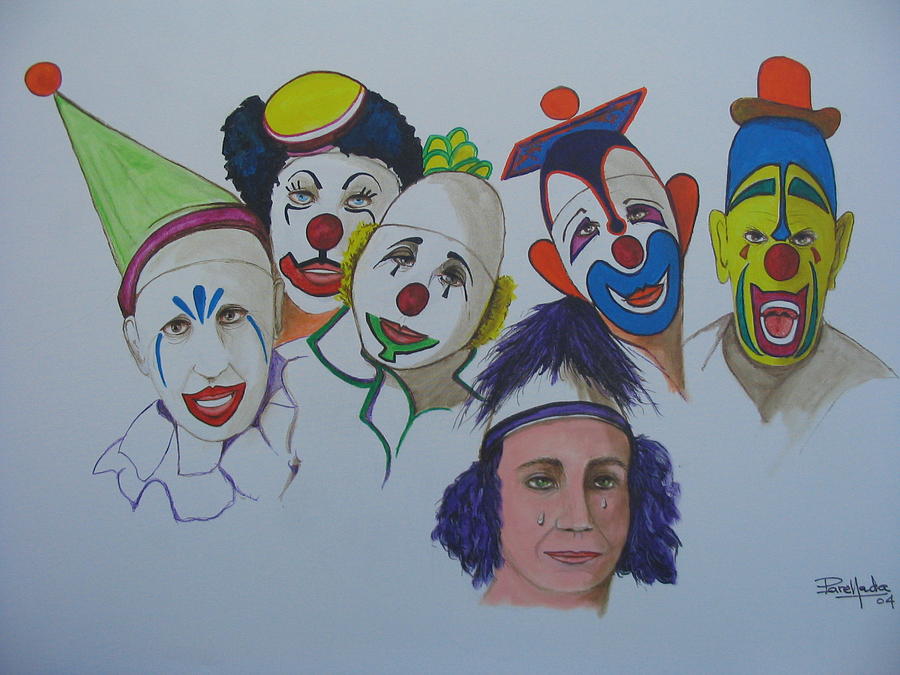 Happy People Painting - Clowns by Jorge Parellada