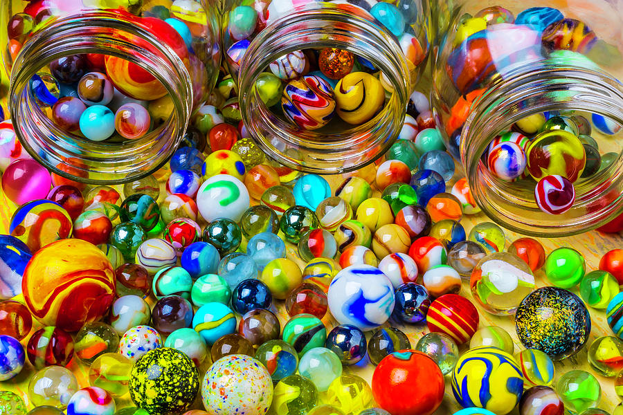 Clse Up Jars Of Marbles Photograph by Garry Gay