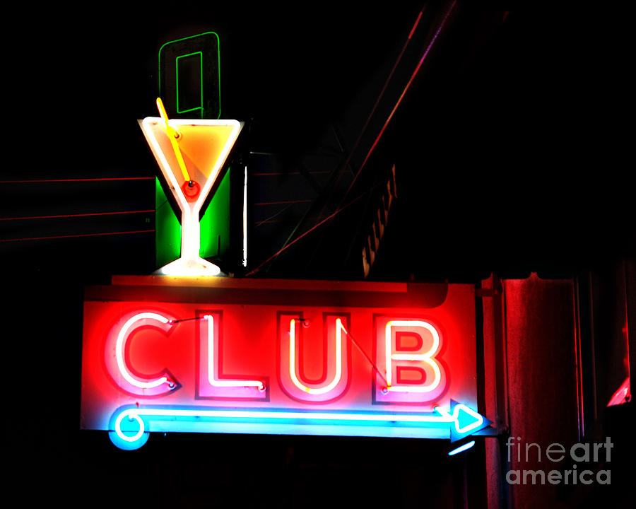 CLUB Neon Sign 16x20 Photograph by Melany Sarafis