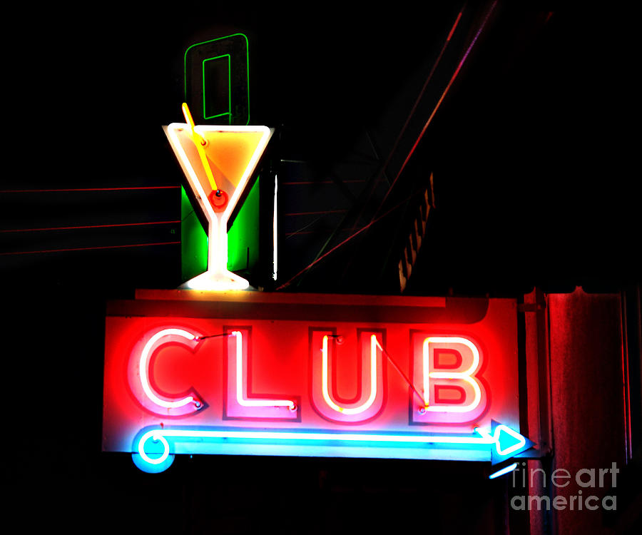 CLUB Neon Sign 24x20 Photograph by Melany Sarafis