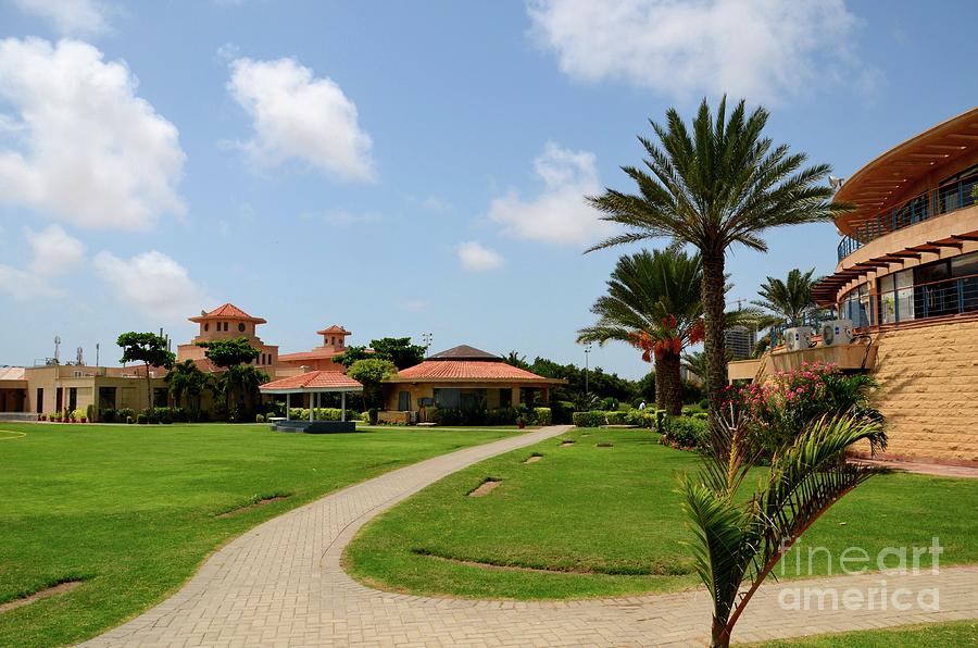 Clubhouse and gardens at the DHA Golf club Karachi Pakistan Photograph by Imran Ahmed