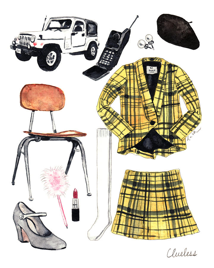 Cher Painting - Clueless Movie Collage 90s Fashion by Laura Row