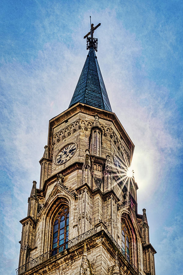 Up Movie Photograph -  Cluj-Napoca Cathedral Sunstar - Romania by Stuart Litoff