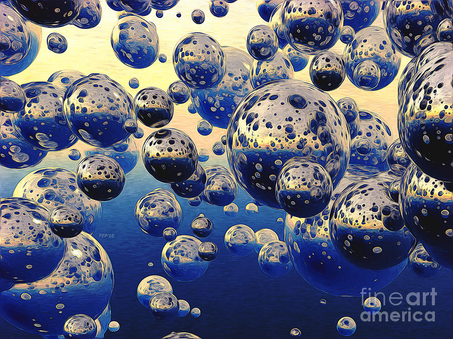 Abstract Digital Art - Cluster of Bubbles by Phil Perkins