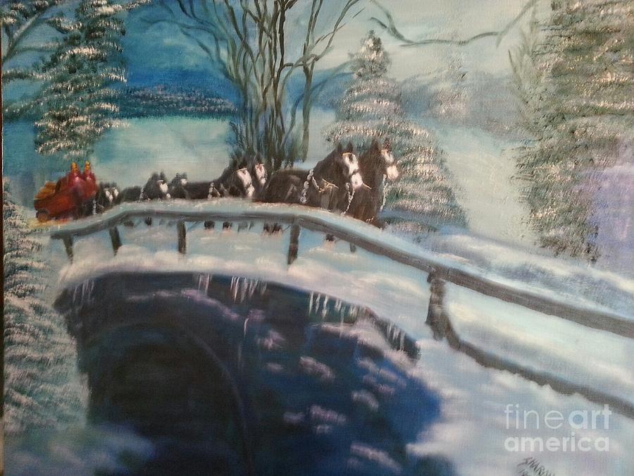 Winter Painting - Clydesdales by Sharon DeFreese