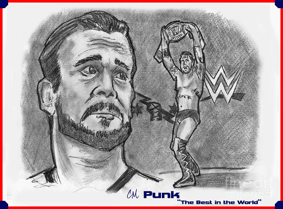 CM Punk Drawing by Chris DelVecchio