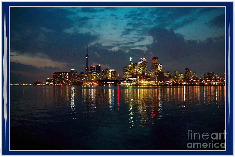 Independence Day Painting - CN  Tower and Toronto Down Town Water Front beauty at night full blast photo by Navin Joshi