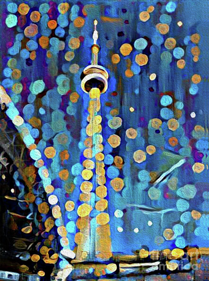 CN Tower in Bokeh Photo Painting Photograph by Nina Silver
