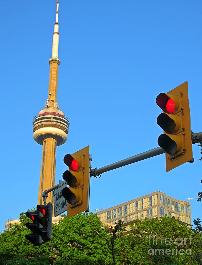 CN Tower lit blue. Toronto, Ontario