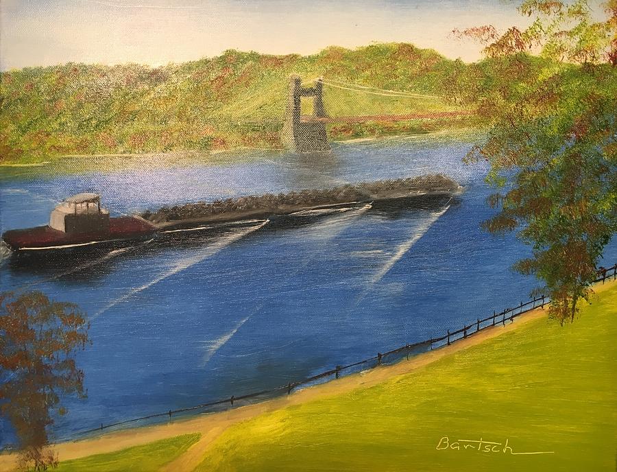 Coal Barges on the Ohio Painting by David Bartsch