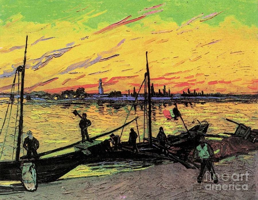 Arles Painting - Coal Barges by Vincent Van Gogh