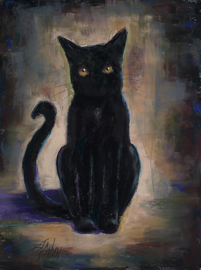 Black Cat Pastel - Coal Train by Billie Colson