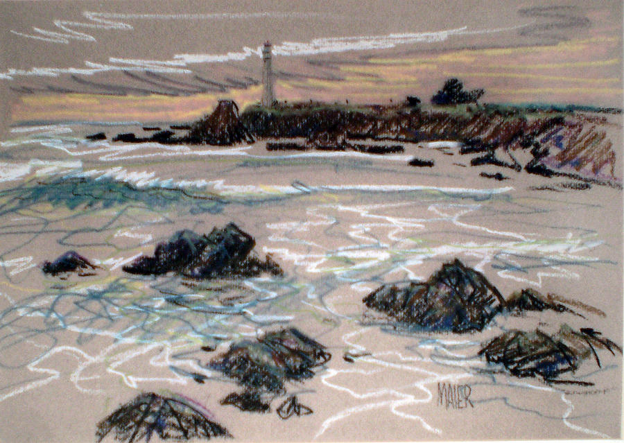 Pigeon Point Lighthouse Drawing - Coast at Pigeon Point Lighthouse by Donald Maier