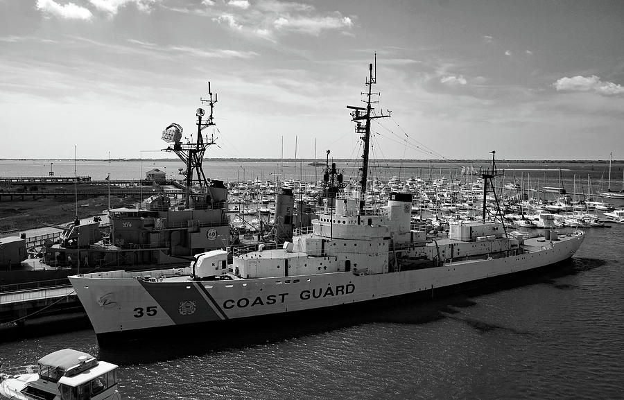 Coast Guard Ship B W Photograph