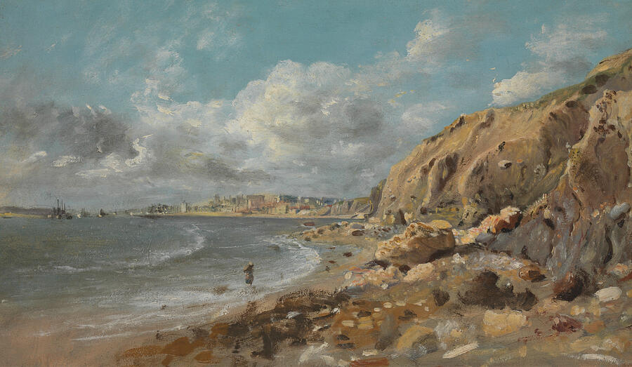Coast Scene at Cullercoats near Whitley Bay, from circa 1834 Painting by John Linnell