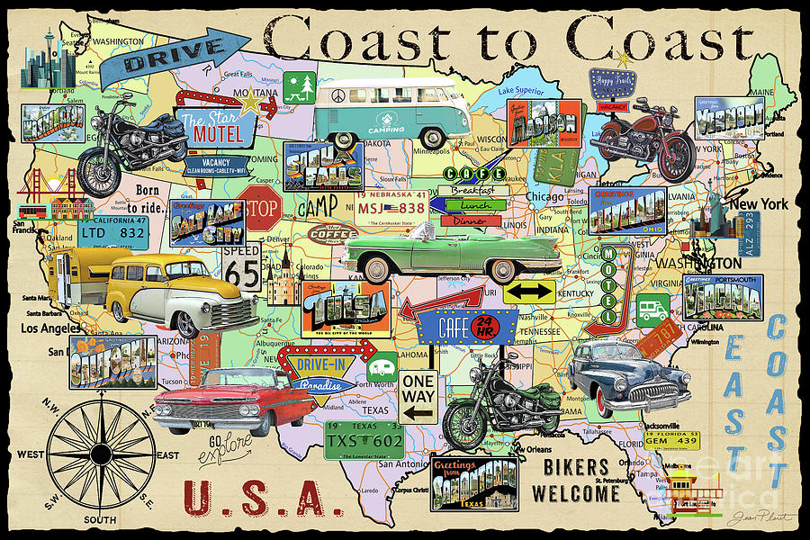 Coast To Coast-O Digital Art by Jean Plout