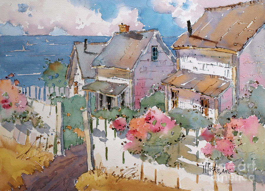 Coastal Cottages Painting by Joyce Hicks