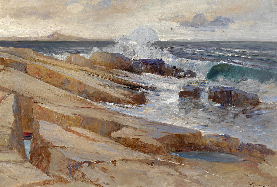 Coastal Landscape near Ragusa Painting by Lea von Littrow