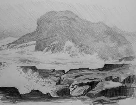 coastal landscape drawing