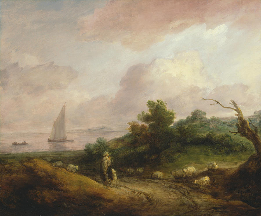 Coastal Landscape with a Shepherd and His Flock Painting by Thomas Gainsborough
