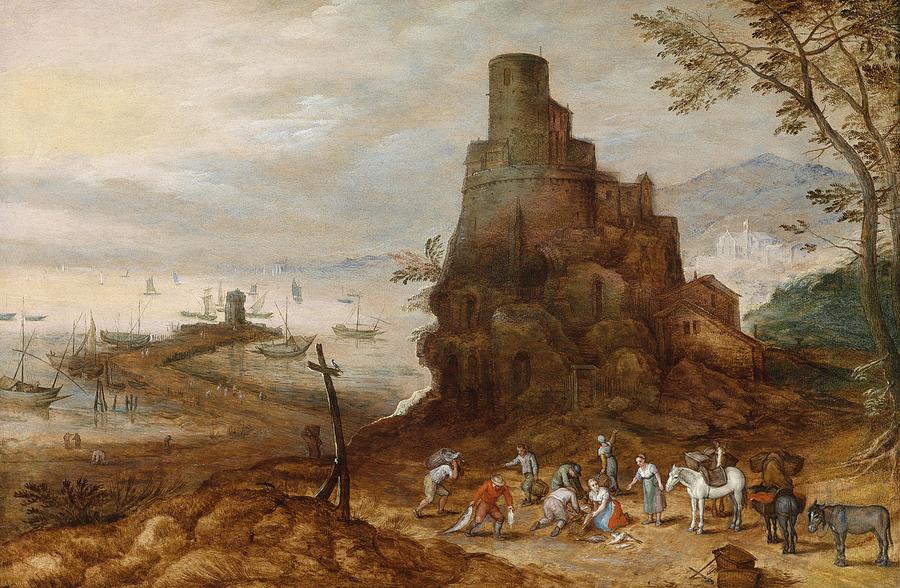 Jan Brueghel Painting - Coastal Landscape with the Scipios grave by Jan Brueghel the Younger