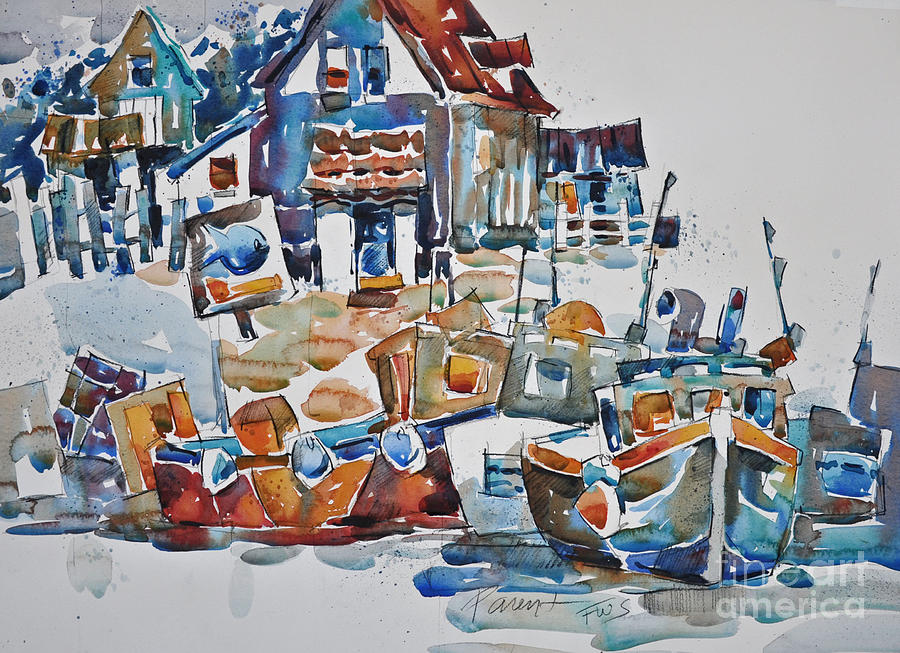 Coastal Marina Painting by Roger Parent