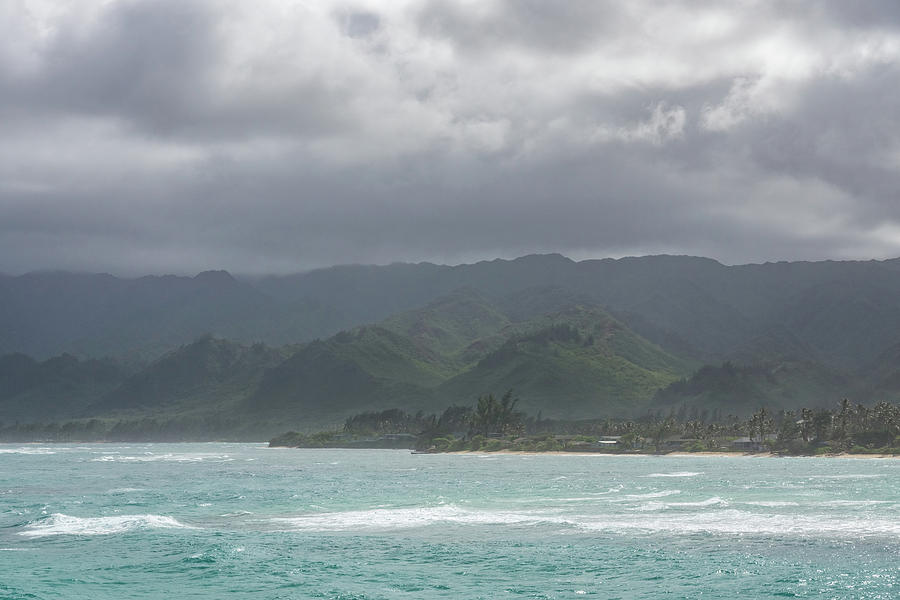 Coastal Mountains - Stormy Skies on Oahu Island North Shore Photograph by Georgia Mizuleva