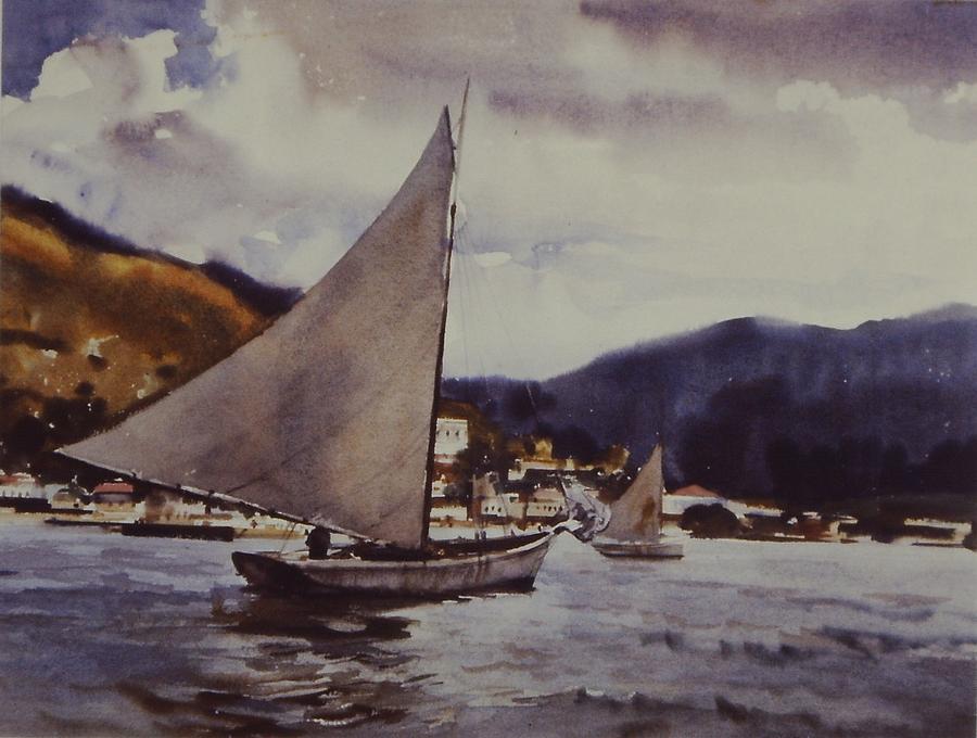 Spain Painting - Coastal Sailing by Charles Hawes