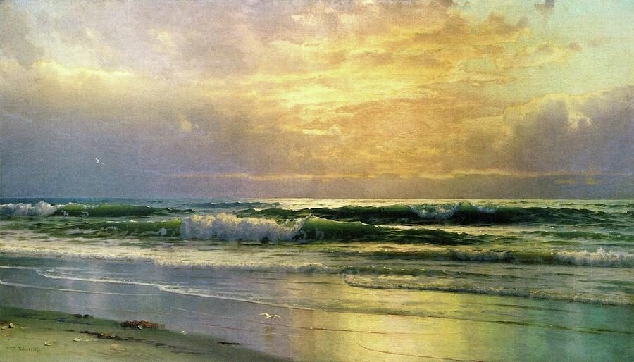 Coastal Scene at Sunset Painting by William Trost