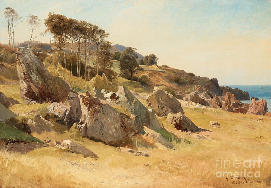 Coastal Scene From Arild Painting by MotionAge Designs