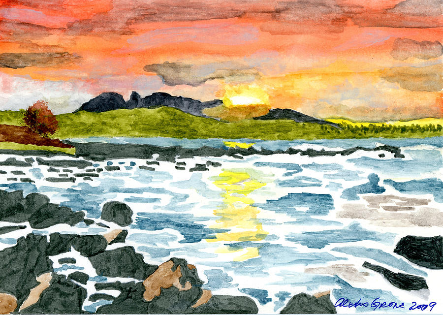 Sunset Painting - Coastal Sunset by Alexis Grone