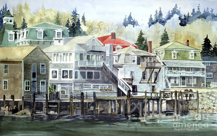 Coastal Village Painting by Douglas Teller