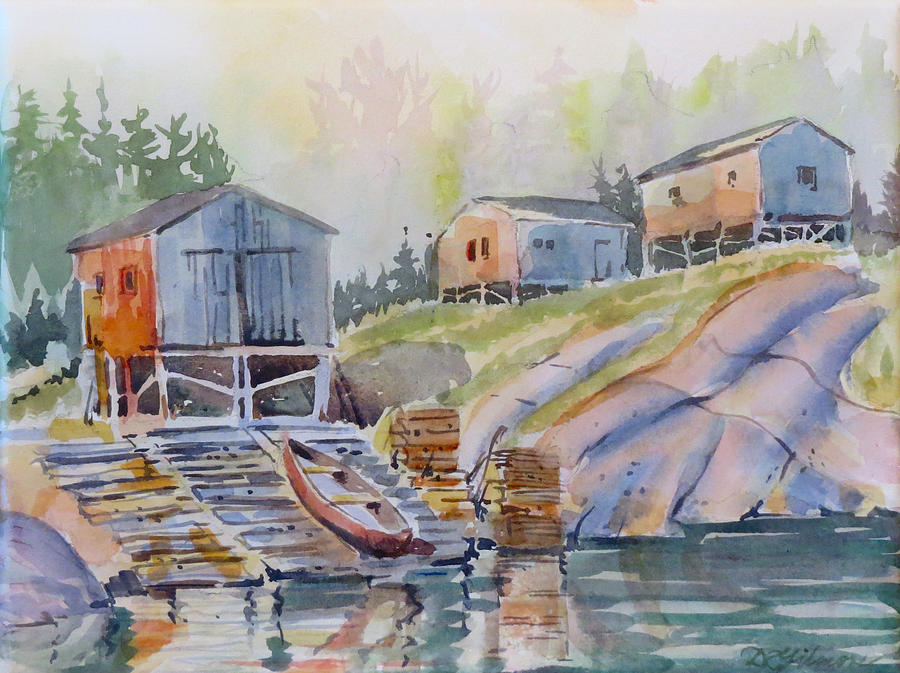 Coastal Village - Newfoundland Painting by David Gilmore