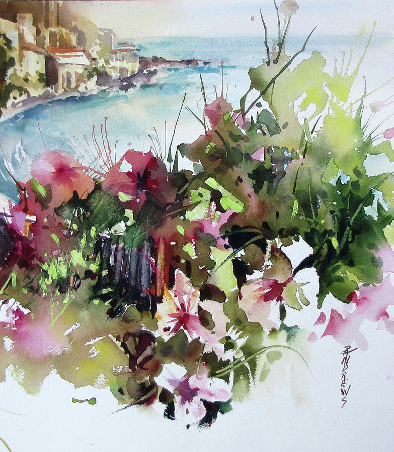 Coastal Vista 2, Spain Painting by Rae Andrews