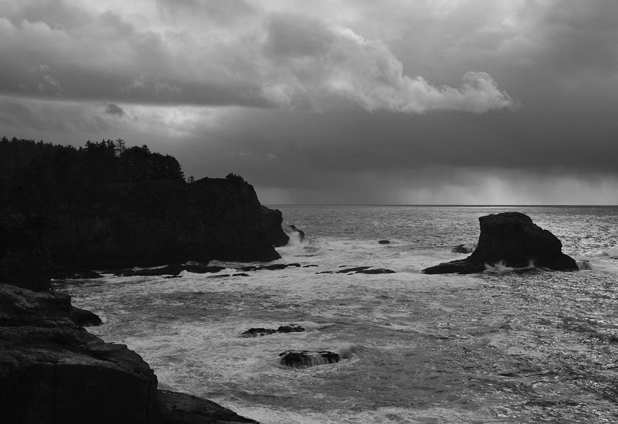 Black And White Photograph - Coastal Waters Neah Bay by Suzzanne Fry