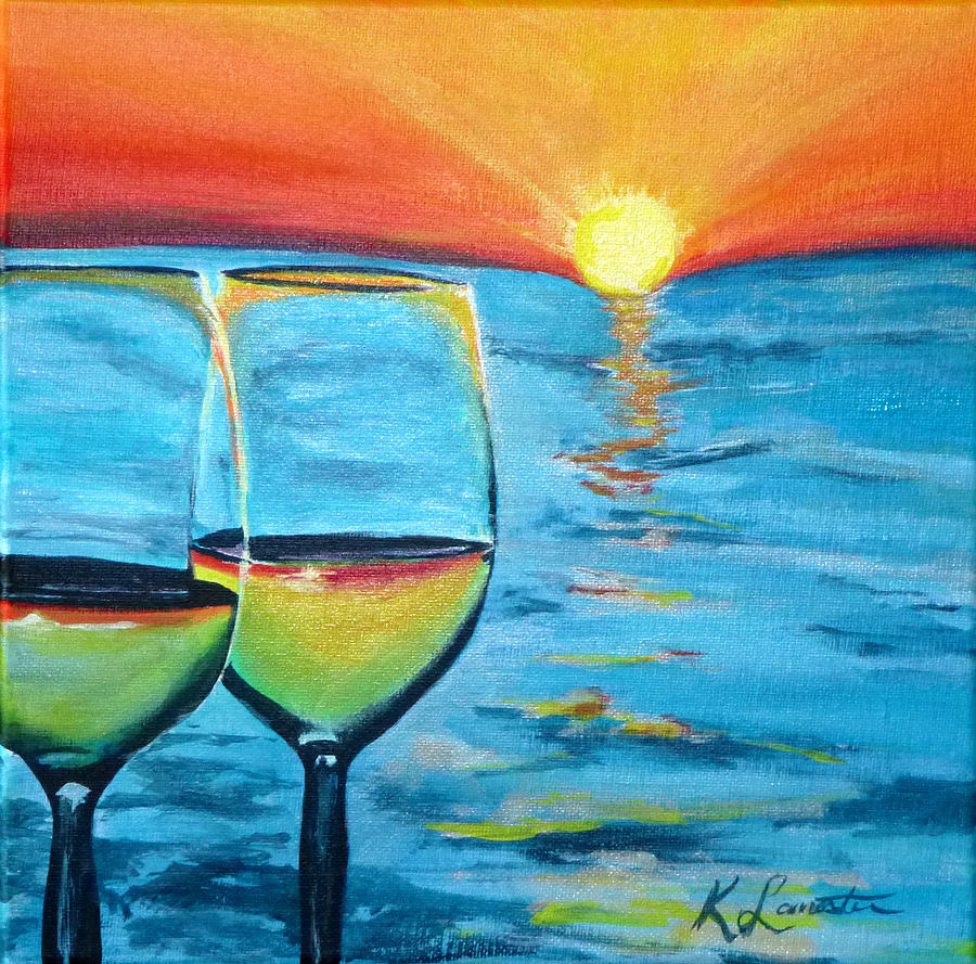 Coastal Wine Sunset Painting by Kevin Lancaster - Fine Art America