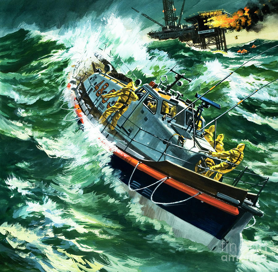 Coastguard Lifeboat Painting by Wilf Hardy