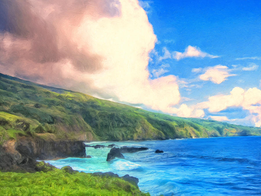 Coastline Near Oheo Maui Painting by Dominic Piperata