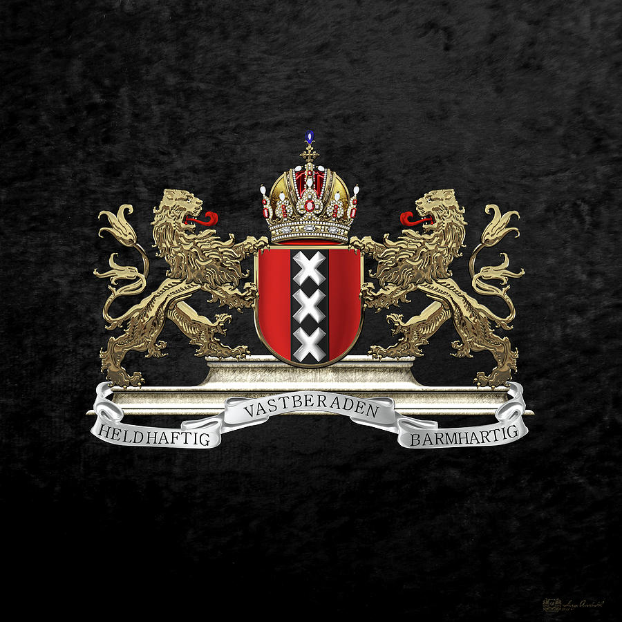 Coat Of Arms Of Amsterdam Over Black Velvet Digital Art By Serge