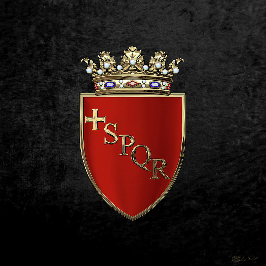 Coat of arms of Rome over Black Velvet Digital Art by Serge Averbukh
