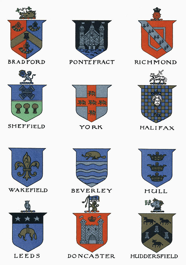 Coats Of Arms Of The Major Yorkshire Drawing by Vintage Design Pics ...