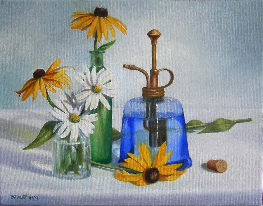Glass Painting - Cobalt Mister by Pat Aube Gray Glass Painting - Cobalt Mister by Pat Aube Gray