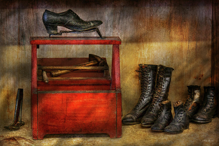Vintage Photograph - Cobbler - Life of the cobbler by Mike Savad